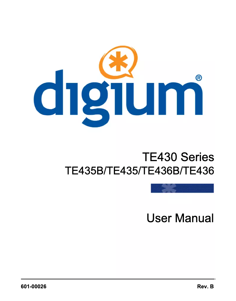 Page n°1 - Manuel utilisateur Digium 1TE435BF