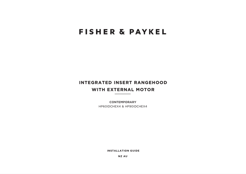 Page n°1 - Guide d'installation Fisher & Paykel HP60IDCHEX4