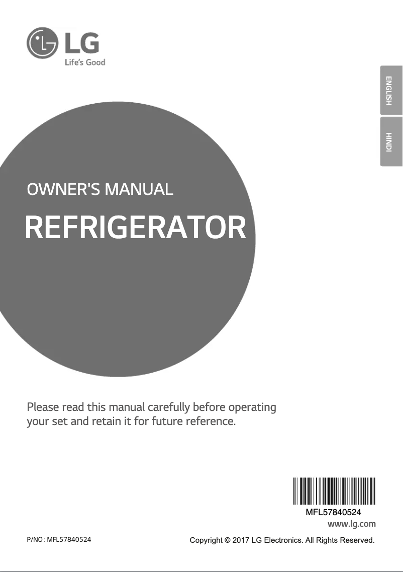 Page n°1 - Manuel utilisateur LG GL-C292RPZY