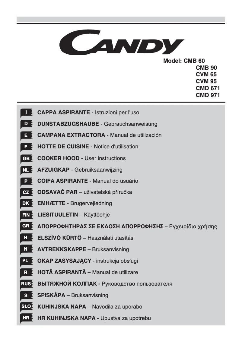 Page 1 de la notice Manuel utilisateur Candy CMB 90 X