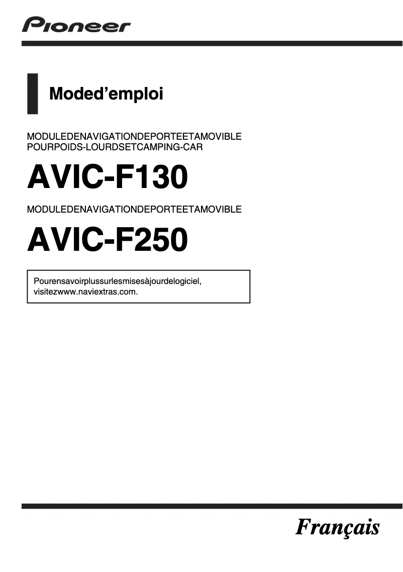 Imagen de la primera página del manual del dispositivo AVIC-F130