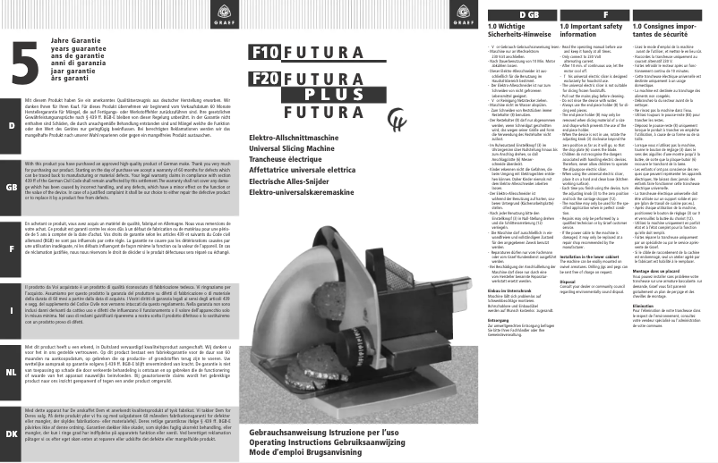 Image de la première page du manuel de l'appareil F20 Futura Plus