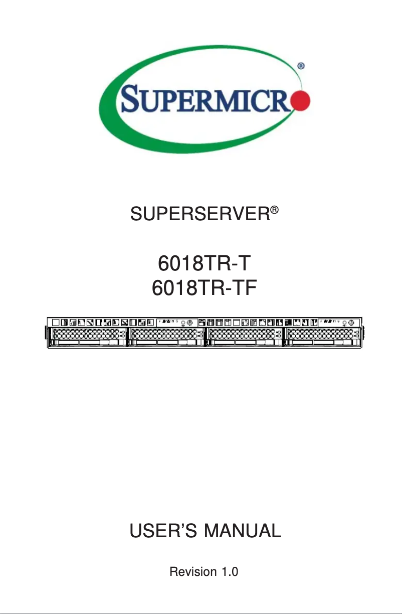 Page 1 de la notice Manuel utilisateur Supermicro SuperServer 6018TR-T