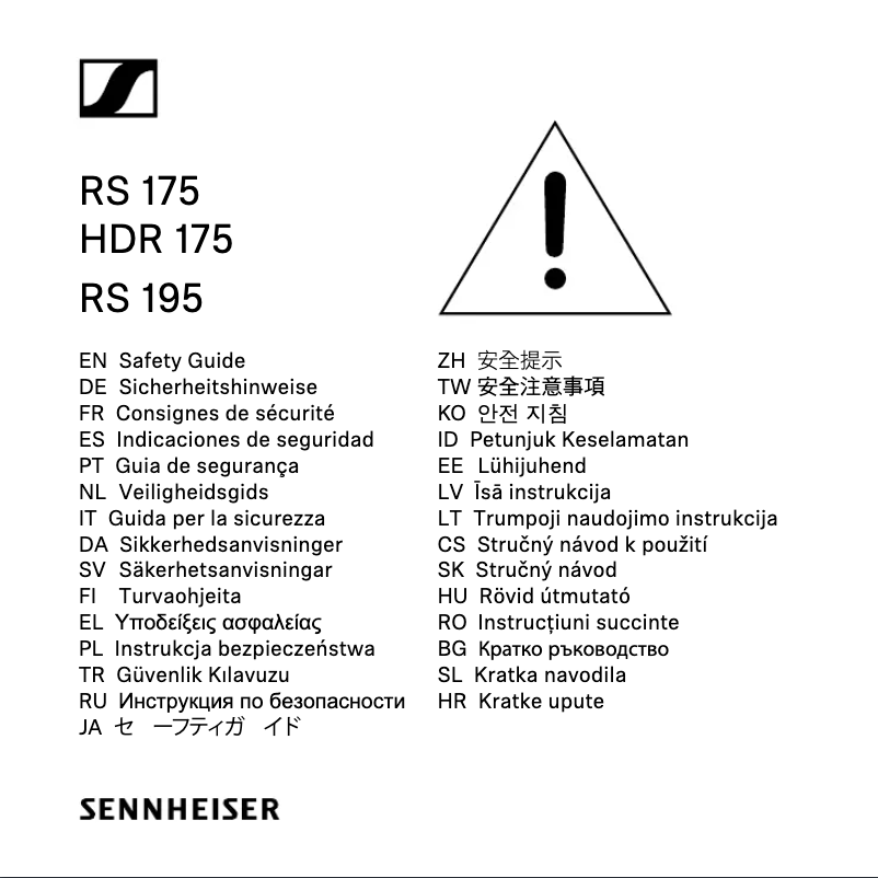 Page 1 de la notice Instructions de sécurité Sennheiser HDR 175