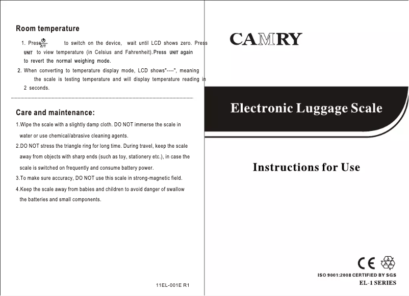 Page n°1 - Manuel utilisateur Camry EL10