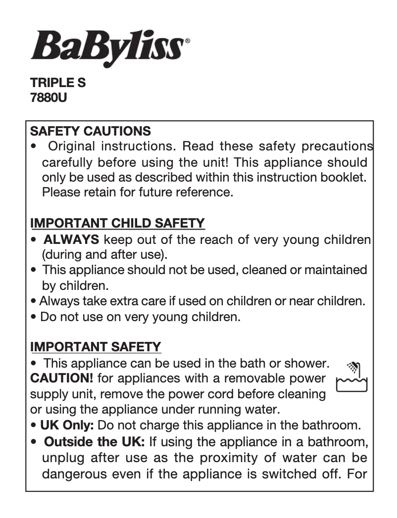 Image de la première page du manuel de l'appareil Triple S 7880U