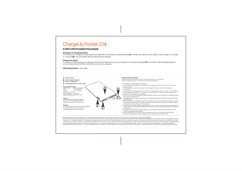 Page 1 of the manual User Manual Cygnett ChargeUp Pocket 2.5K