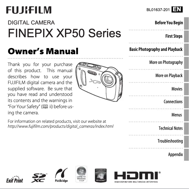 Page 1 de la notice Manuel utilisateur Fujifilm Finepix XP55