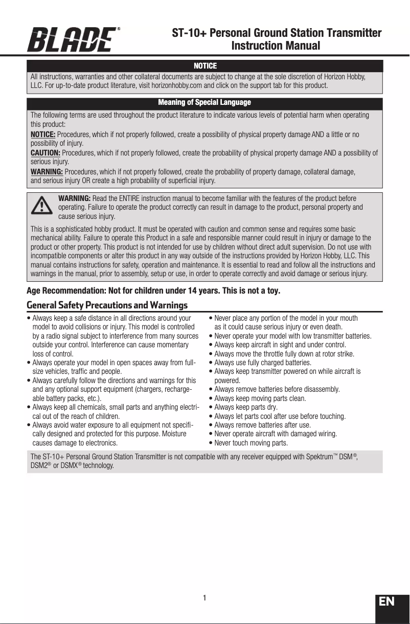 Image de la première page du manuel de l'appareil ST-10+