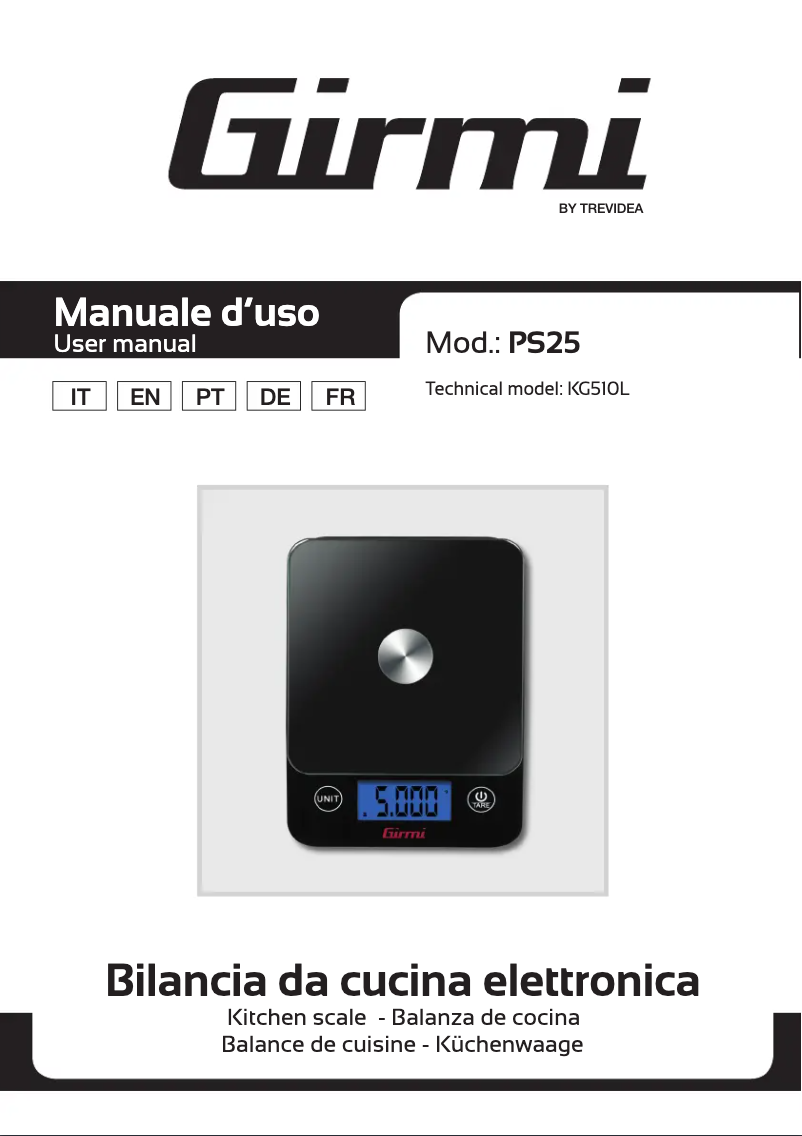 Page 1 de la notice Manuel utilisateur Girmi PS25