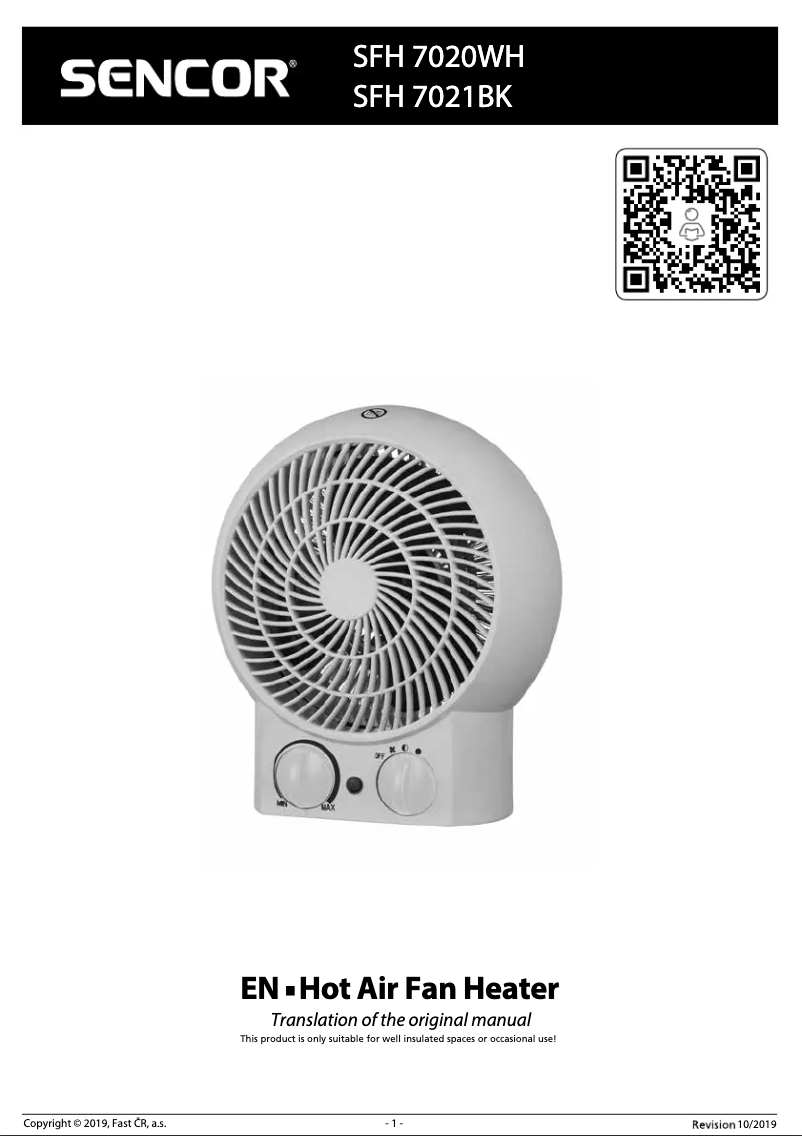 Page 1 de la notice Manuel utilisateur Sencor SFH 7020WH