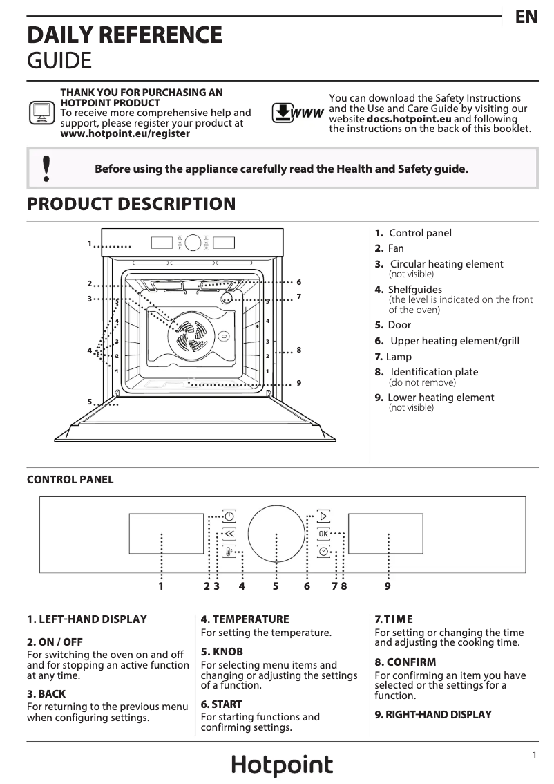 Page n°1 - Manuel utilisateur Hotpoint SI4 854 C IX