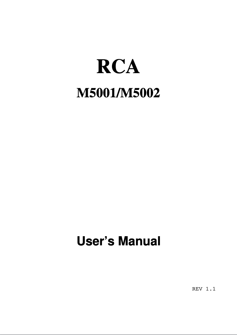 Page 1 de la notice Manuel utilisateur RCA Opal M5001