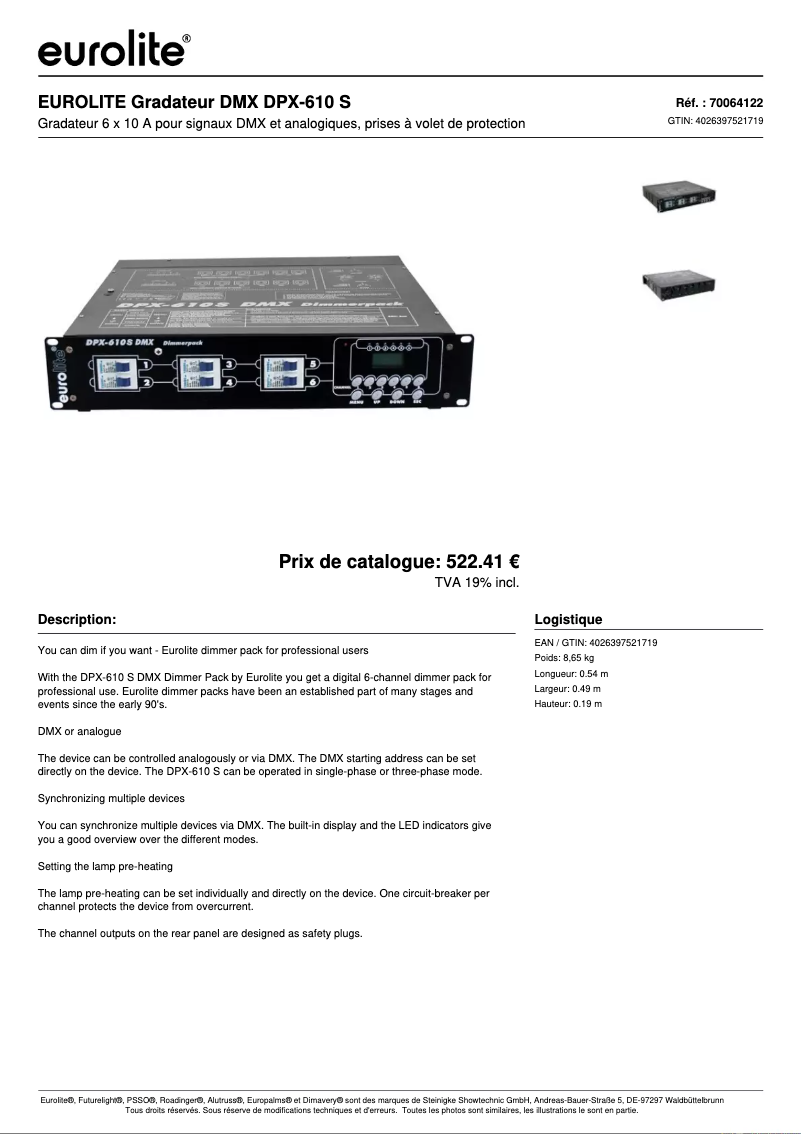 Image de la première page du manuel de l'appareil DPX-610 S