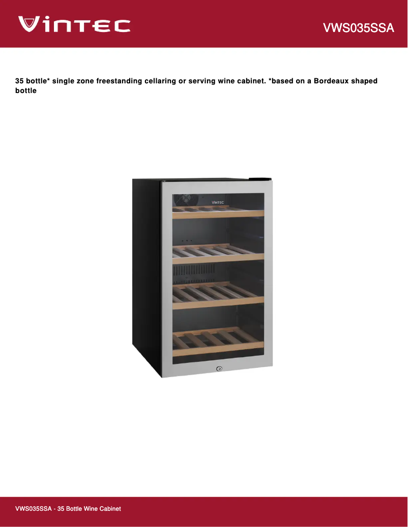 Image de la première page du manuel de l'appareil VWS035SSB