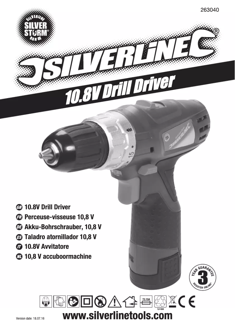 Page 1 de la notice Manuel utilisateur Silverline 10.8V Drill Driver