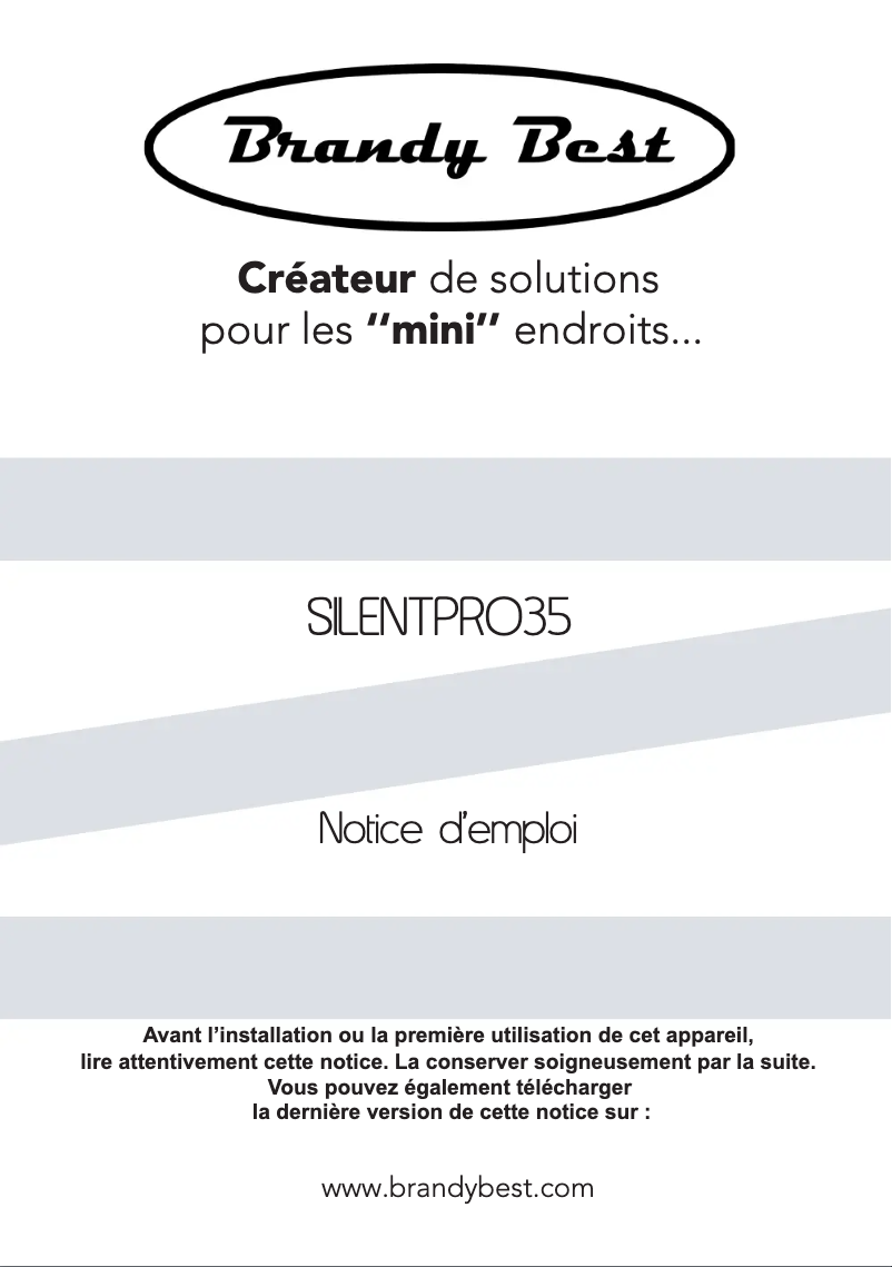 Page 1 de la notice Manuel utilisateur Brandy Best Silentpro35