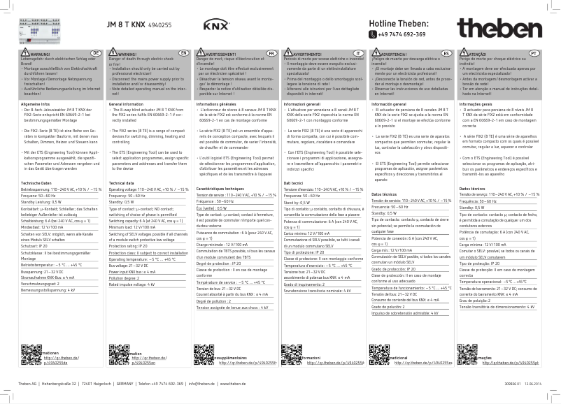 Página 1 del manual Manual de usuario Theben JM 8 T KNX