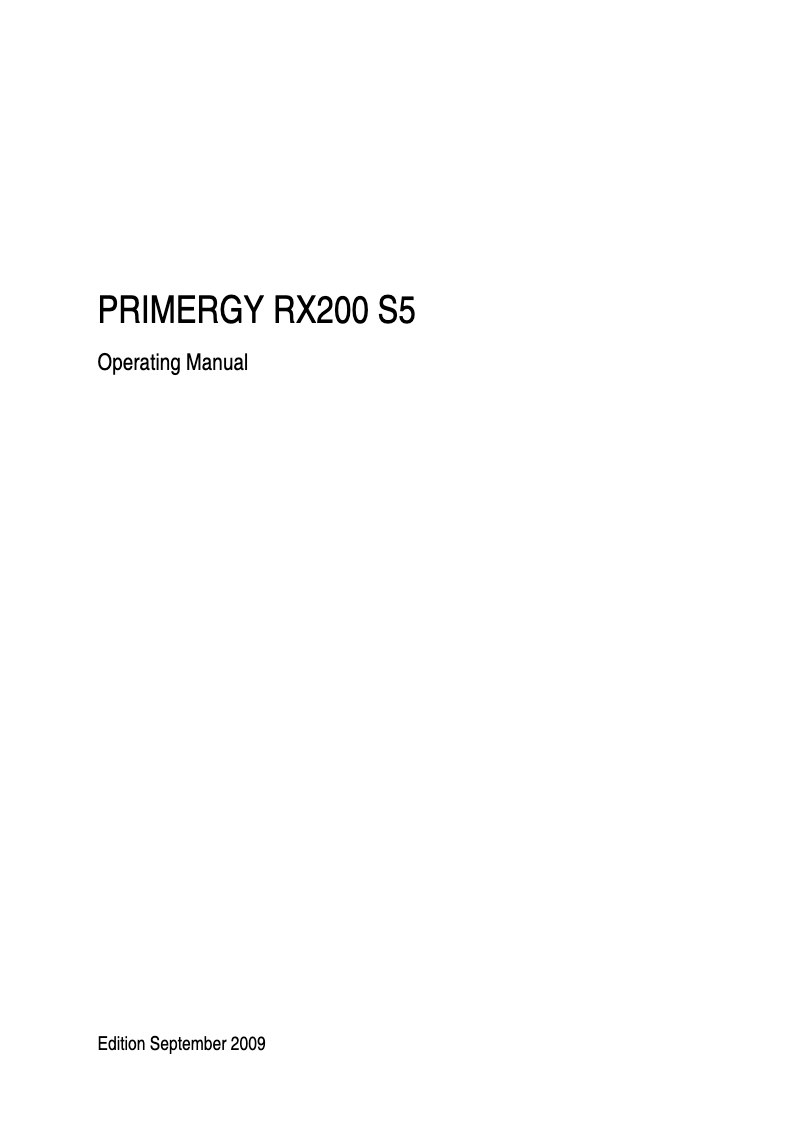 Page n°1 - Manuel utilisateur Fujitsu Primergy RX200 S5