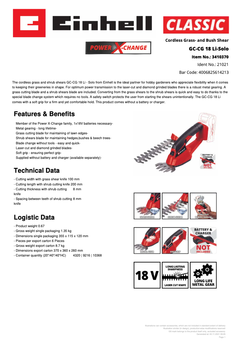 Image de la première page du manuel de l'appareil GC-CG 18 Li