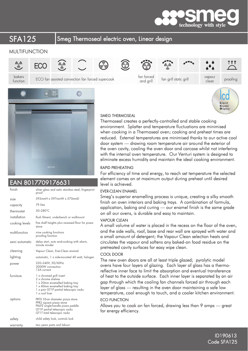 Page n°1 - Fiche technique Smeg SFA125