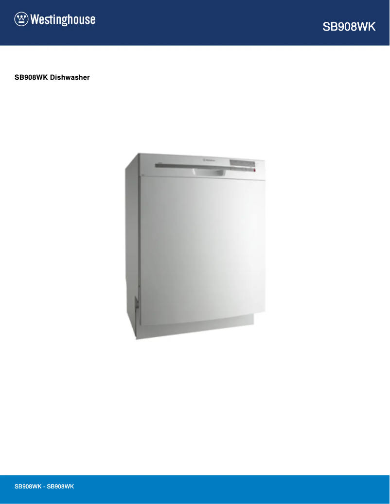 Page 1 de la notice Fiche technique Westinghouse SB908WK