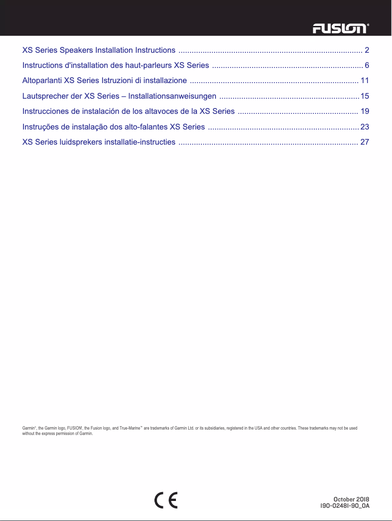 Page 1 de la notice Manuel utilisateur Fusion XS-FL65SPGW