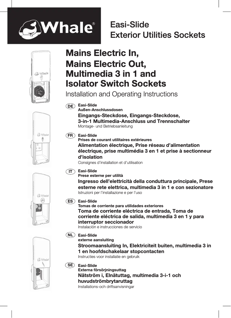 Page 1 de la notice Manuel utilisateur Whale Isolator Switch Socket