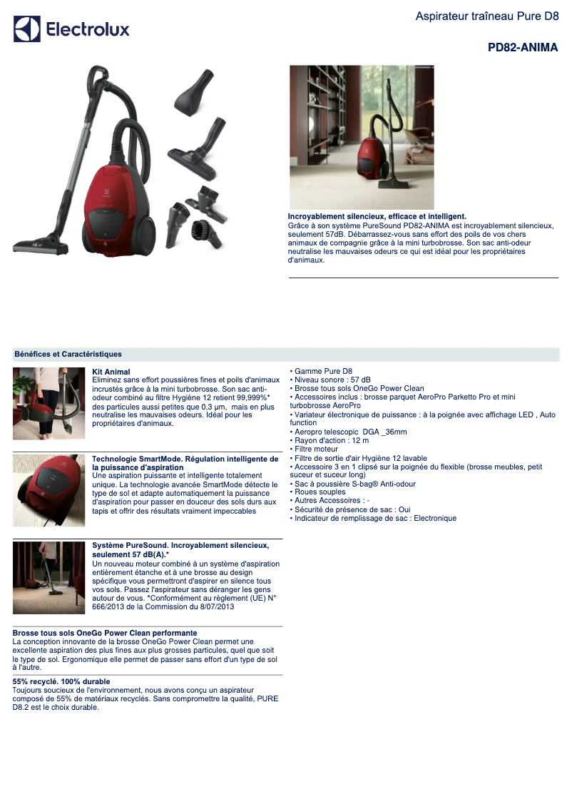 Página 1 del manual Ficha técnica Electrolux PD82-ANIMA