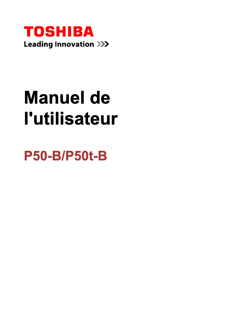 Page 1 de la notice Manuel utilisateur Toshiba Satellite P50-B