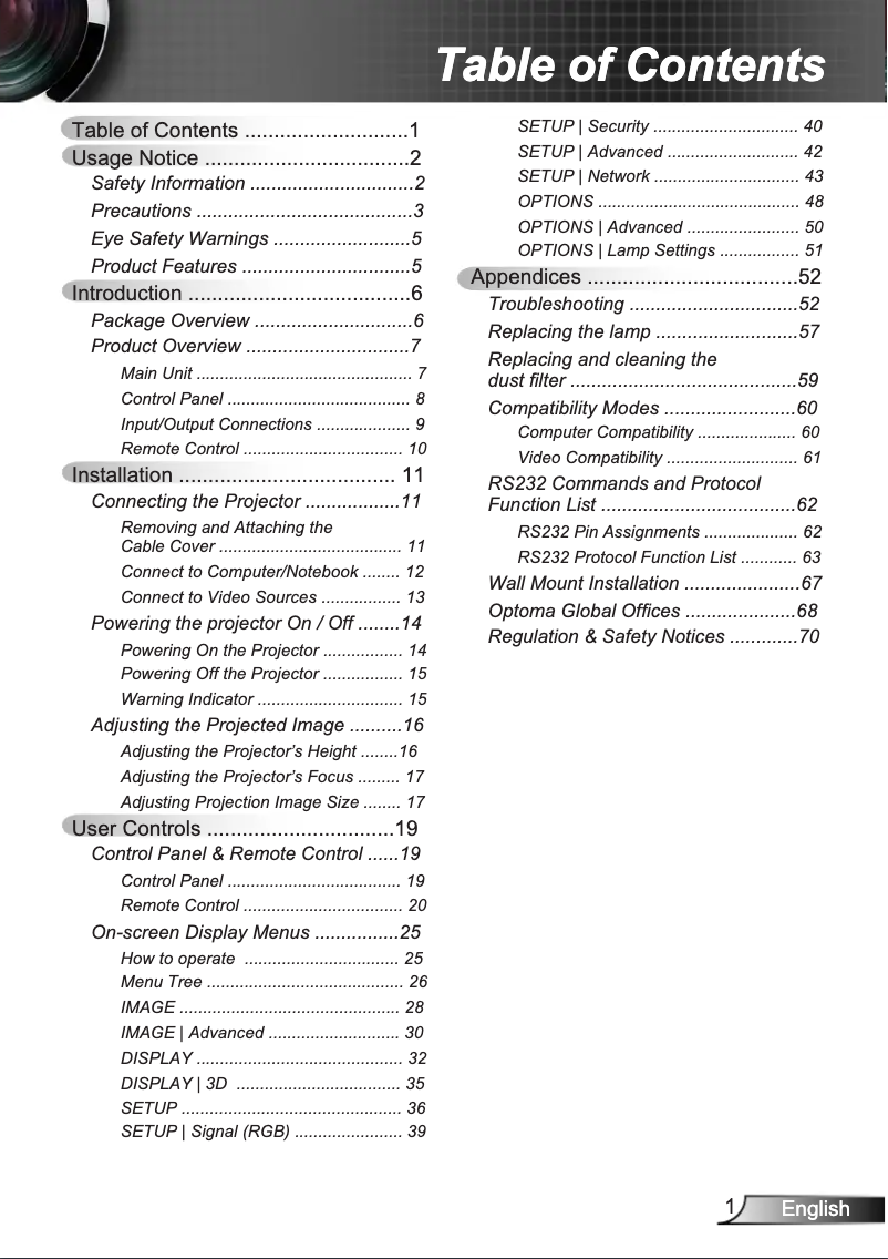 Page 1 de la notice Manuel utilisateur Optoma TW695UT-3D