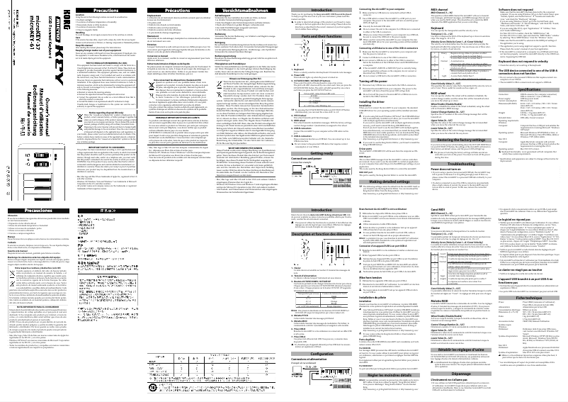 Página 1 del manual Manual de usuario Korg MicroKEY 2 Usb 37