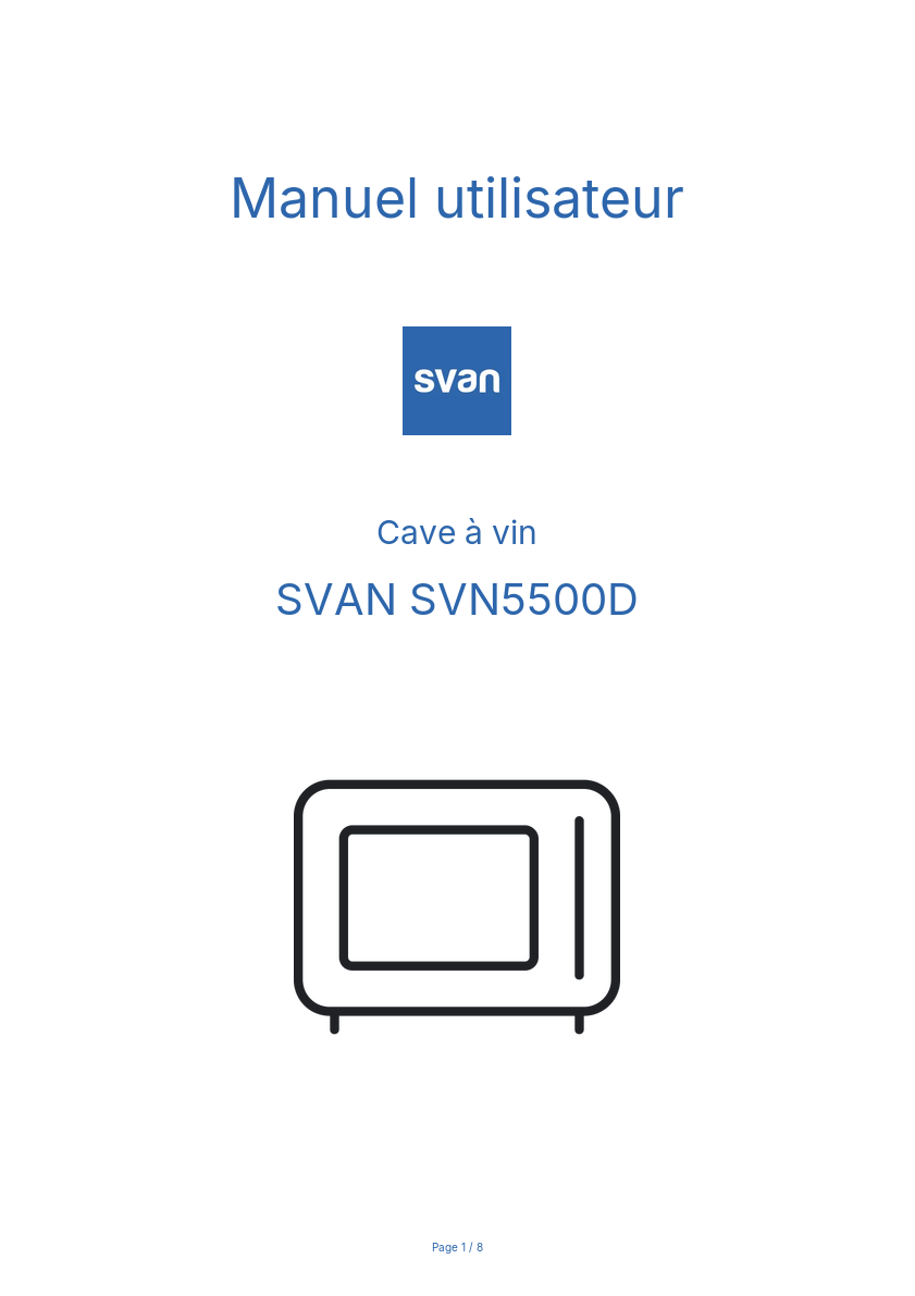 Page n°1 - Manuel utilisateur SVAN SVN5500D
