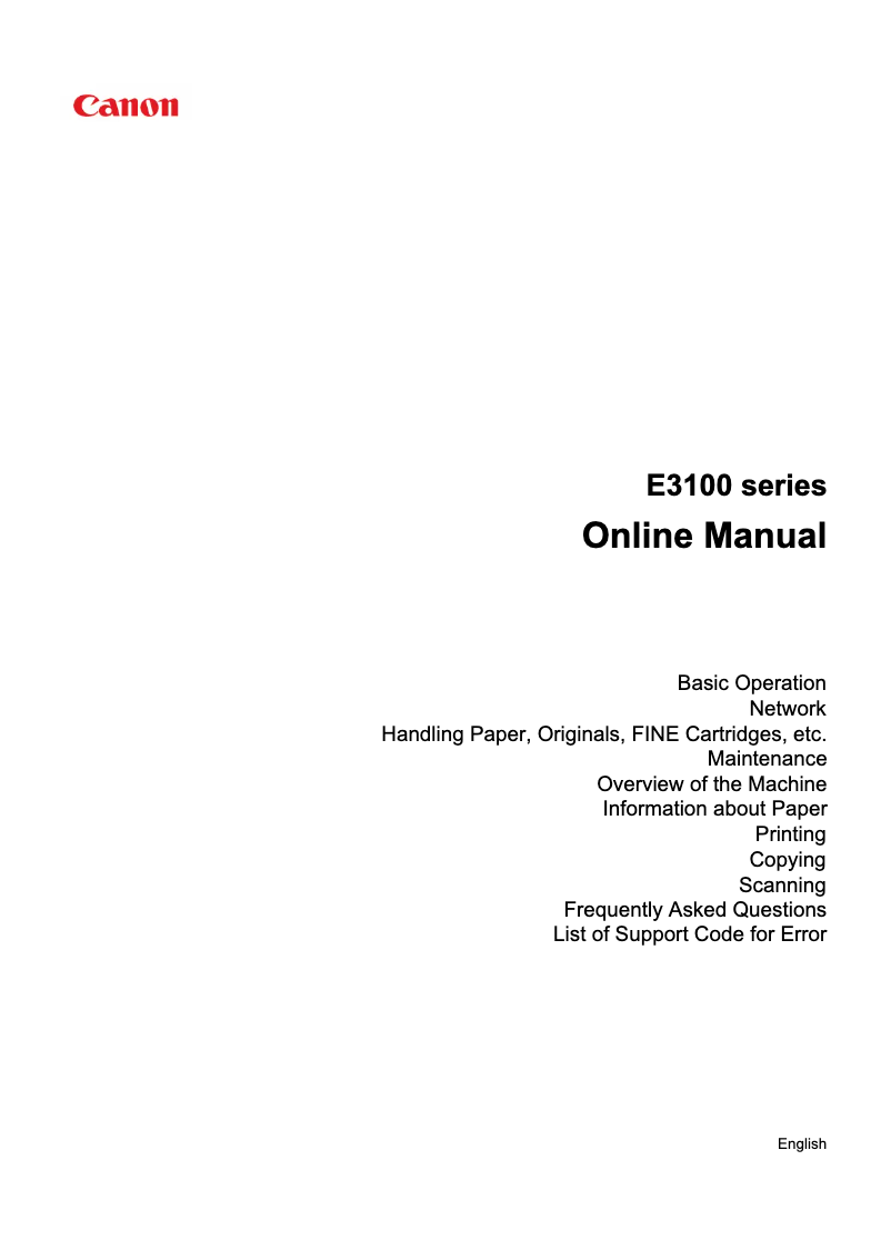 Page n°1 - Manuel utilisateur Canon Pixma E3140