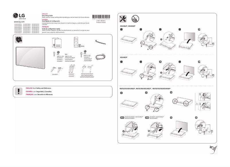 First page image of the manual for 49UK6200PUA