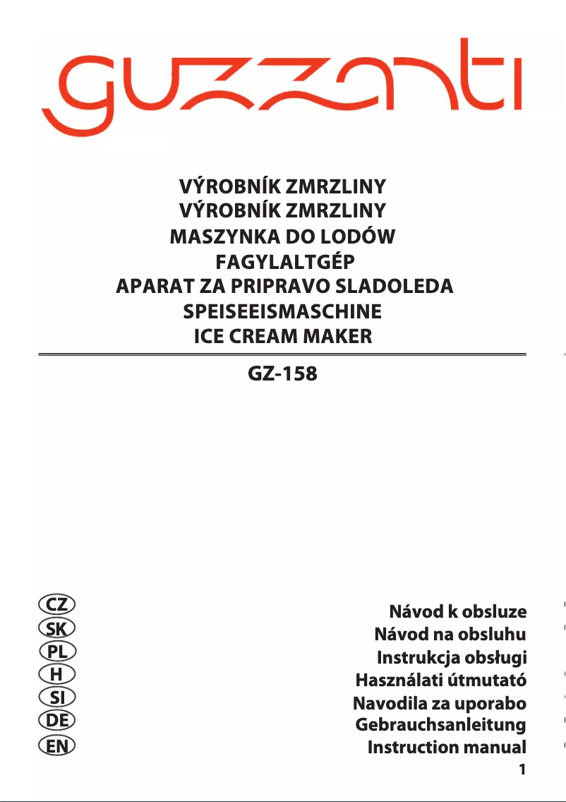 Page 1 de la notice Manuel utilisateur Guzzanti GZ-158