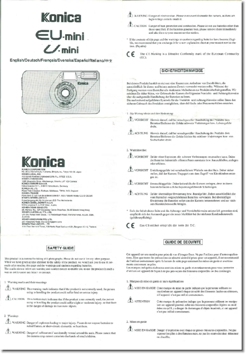 Page 1 de la notice Manuel utilisateur Konica Minolta U Mini
