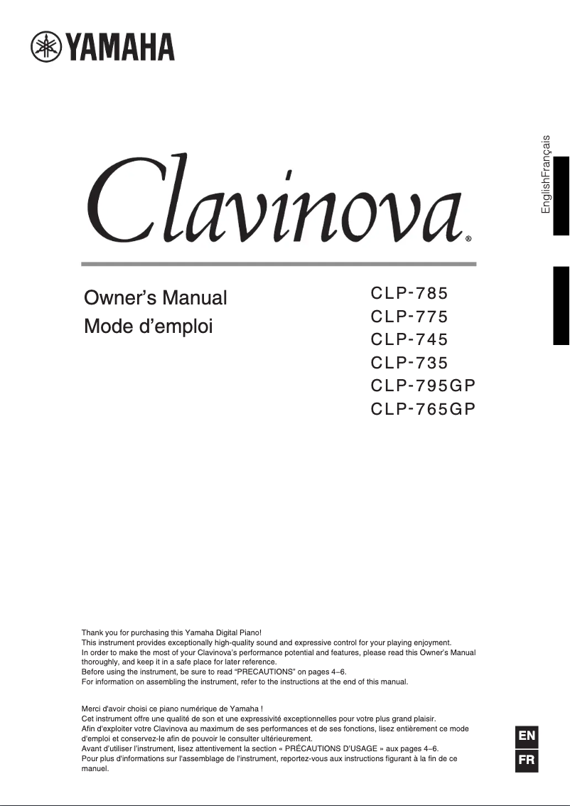 Página 1 del manual Manual de usuario Yamaha Clavinova CLP-745