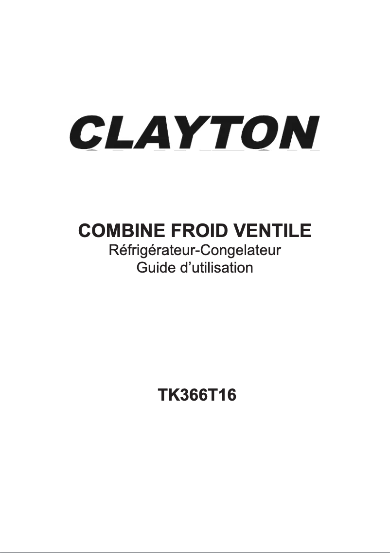 Page 1 de la notice Manuel utilisateur Clayton TK366T16