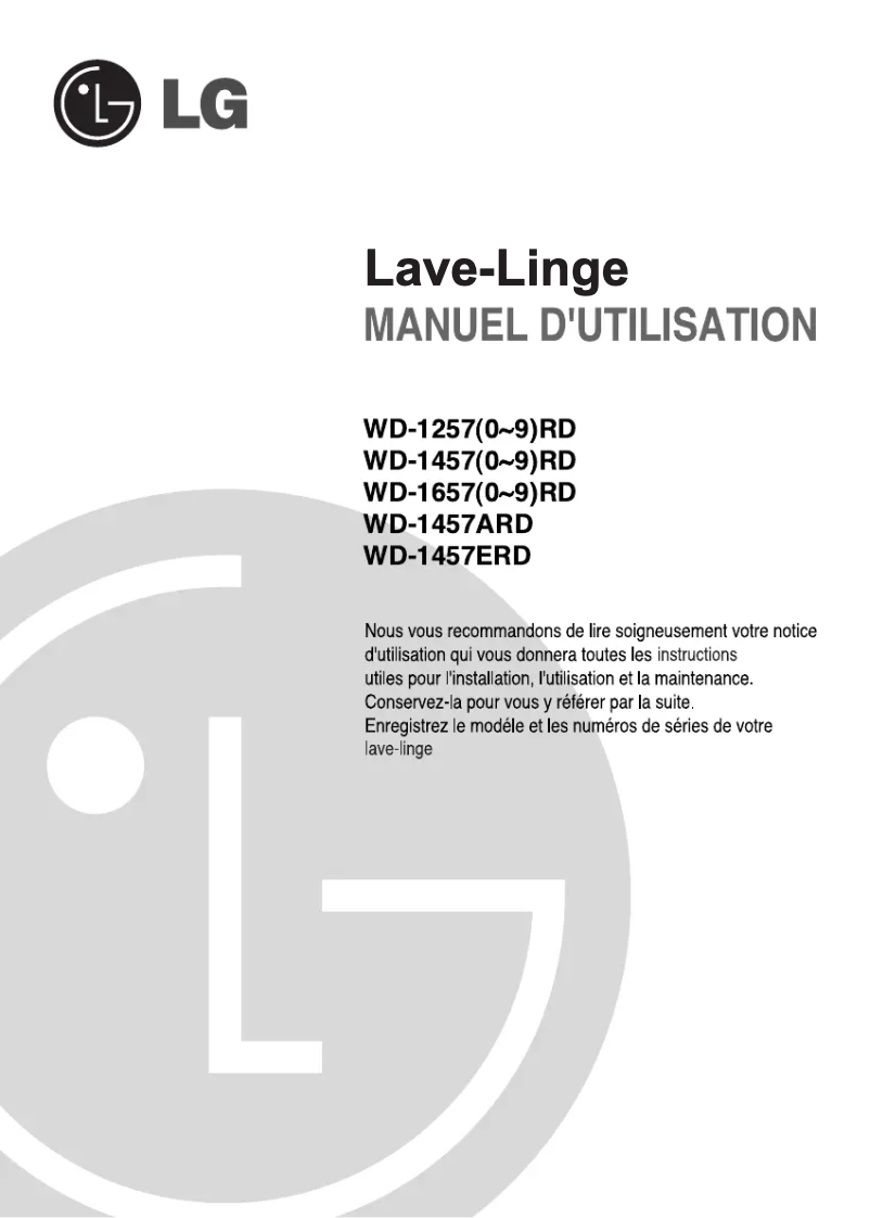 Page 1 de la notice Manuel utilisateur LG WD-1457ARD