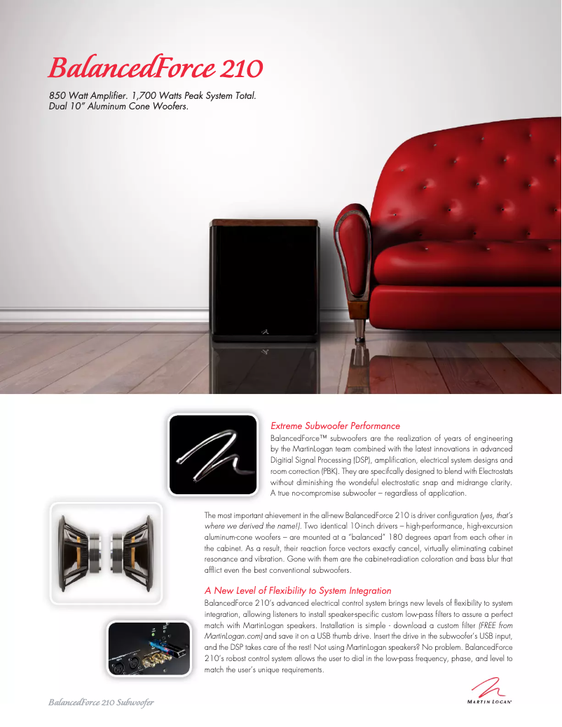 Page 1 de la notice Brochure Martin Logan BalancedForce 210