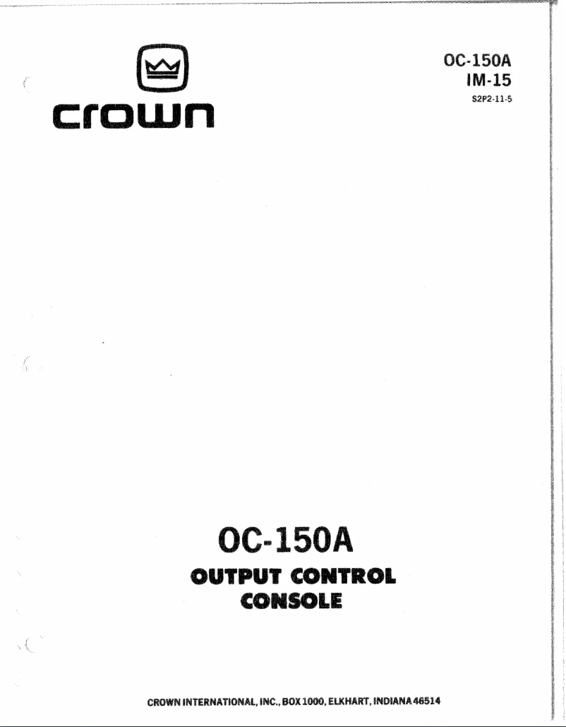 Image de la première page du manuel de l'appareil OC-150A
