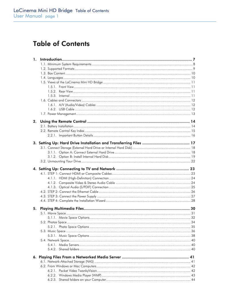 Página 1 del manual Manual de usuario LaCie LaCinema Mini HD Bridge