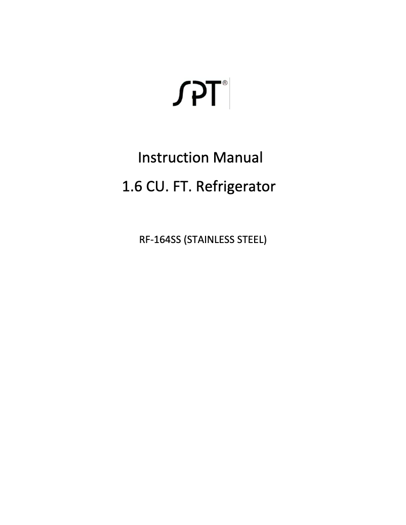 Page n°1 - Manuel utilisateur SPT RF-164SS