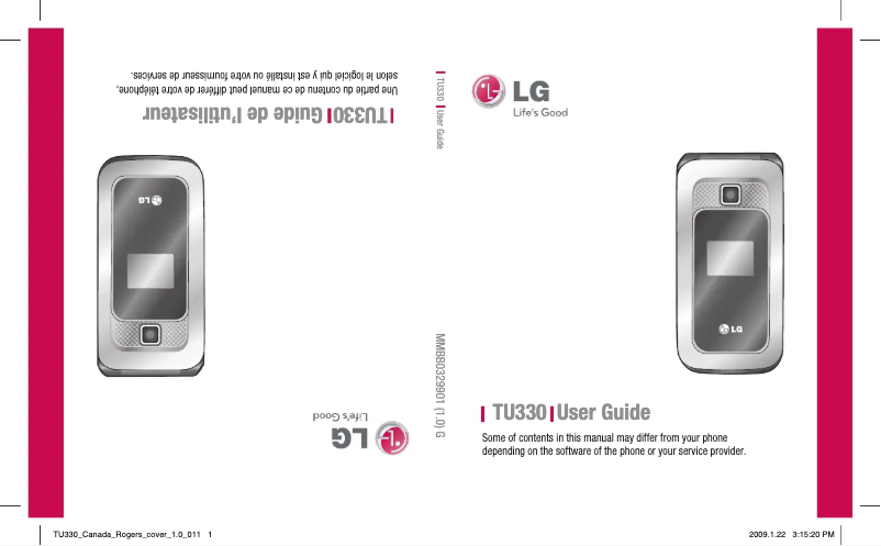 Page 1 de la notice Manuel utilisateur LG TU330