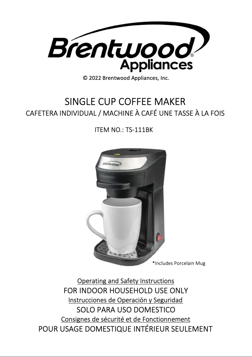 Página 1 del manual Manual de usuario Brentwood TS-111BK
