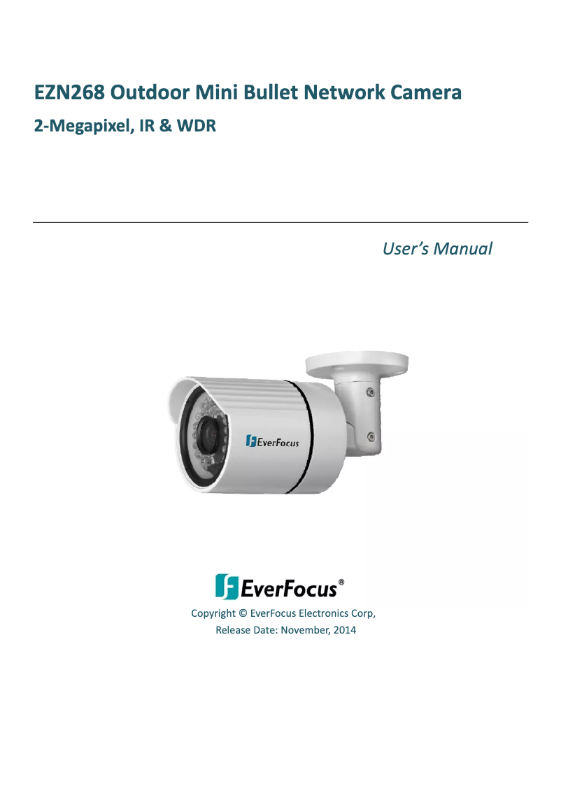 Page n°1 - Manuel utilisateur EverFocus EZN268