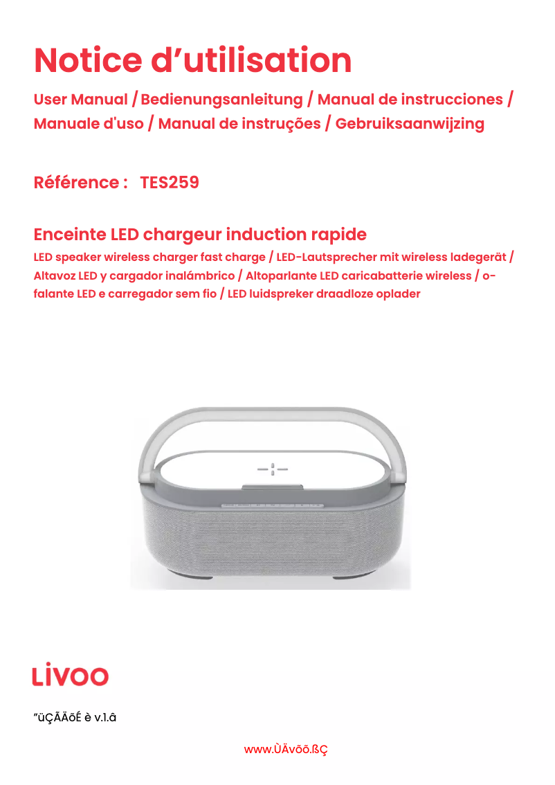 Page 1 de la notice Manuel utilisateur Livoo TES259