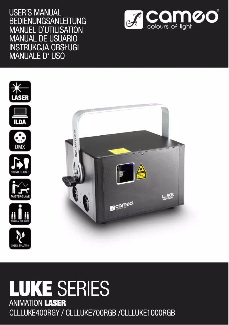 Page 1 de la notice Manuel utilisateur Cameo Luke 1000 RGB