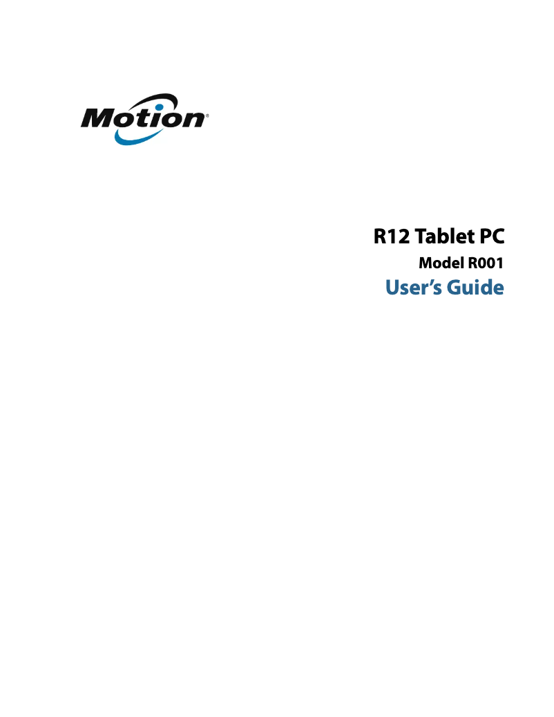 Page n°1 - Manuel utilisateur Motion R12